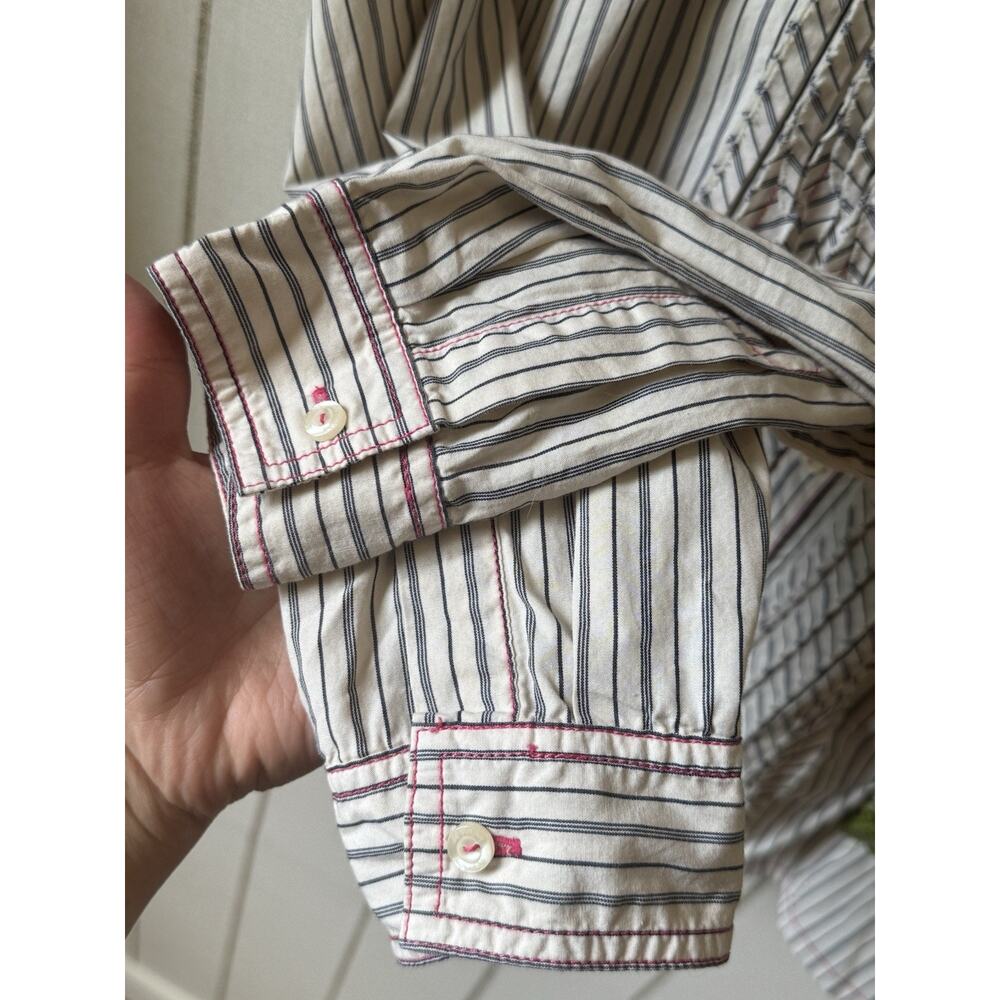 3J Workshop Johnny Was Brooke Raw Bias Button Down Shirt Medium Embroidered - Picture 5 of 12